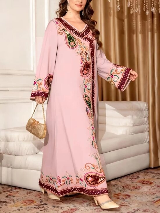 Other - Women Dress Middle Eastern Robe Spring Summer Fashion Ethnic Print Size Plus 2XL